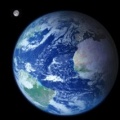 La Terra e, sullo sfondo, la Luna